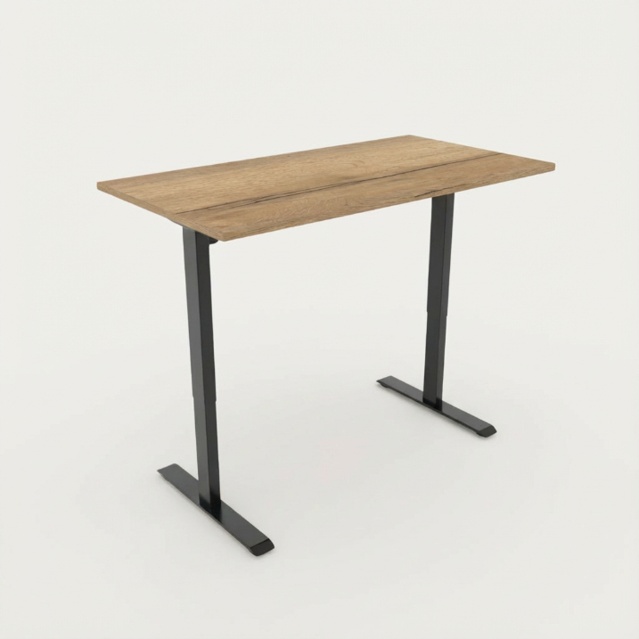 Elektrisch zit-sta bureau Home (Natuur Eiken, Zwart, 120 x 60 cm, Ongemonteerd)
